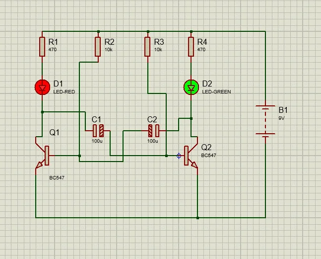 Two-transistor-flashing-circuit